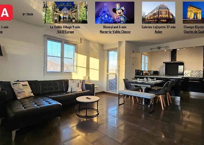 Appart 3 Chambres-Gare 1 Min-Disneyland Paris 6 Min